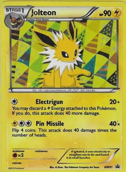 Jolteon BW91 Black & White Holo - Heavily Played - Pokemon - Image 1