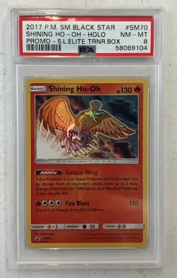 PSA 8 Shining Ho-Oh 2017 Pokemon SM Black Star Promo SM70 ETB Promo -- S2G -- - Image 1