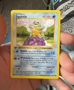Pokemon Squirtle 40 HP Base Set Shadowless 1st Edition Common 063/102 Regular - Image 1