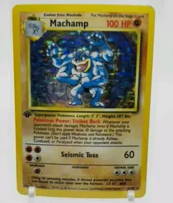 Pokemon Machamp 1999 Holo Rare Base Set 8/102 First Edition - Image 1