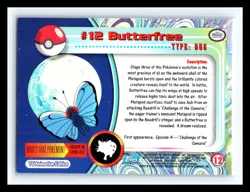 💥 BUTTERFREE 1999 Topps Pokemon Blue Logo Silver Holo Foil Vintage Rare # 12 - Image 2