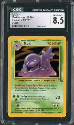 1999 Pokemon Fossil Unlimited Muk Holo Rare 13/62 CGC 8.5 - Image 1