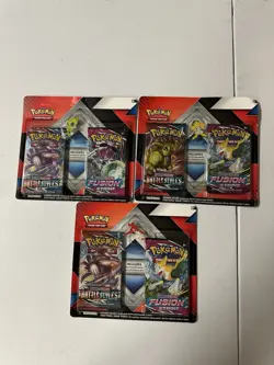 3x Pokemon Battle Style + Fusion Strike Double Blister 2 Booster Pack w/ Pins - Image 1