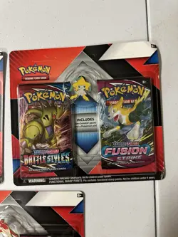 3x Pokemon Battle Style + Fusion Strike Double Blister 2 Booster Pack w/ Pins - Image 4