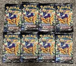Pokemon TCG Crown Zenith Booster Packs x8 Sword & Shield Sealed Lot - Image 1