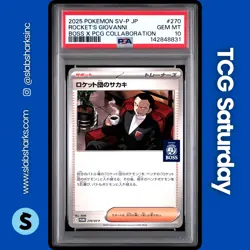 2023 POKEMON X BOSS COFFEE MERCH JP SV BS PROMO #270 ROCKETS GIOVANNI PSA 10 - Image 1