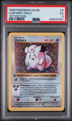 1999 POKEMON GAME 1ST EDITION #5 CLEFAIRY-HOLO PSA 5 - Image 1