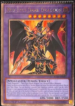 YuGiOh! Red-Eyes Dark Dragoon QCR RA02-EN021 Misprint Error Crimp - Image 1