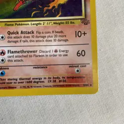 Pokemon Flareon Holo 3/64 Jungle 1999 WOTC Vintage Holographic Card - Image 3