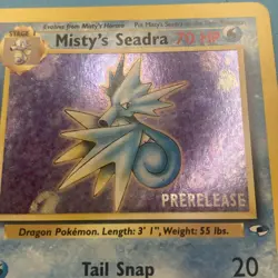 Pokemon TCG Misty's Seadra Prerelease Card 9/132 Gym Heroes Series NM - Image 3
