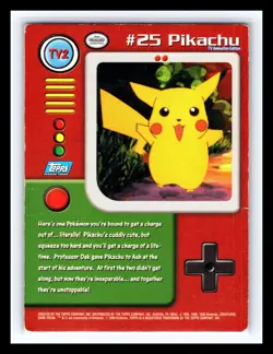 💥 PIKACHU 1999 Topps Pokemon TV Animation Edition Series 1 Blue Logo TV2 # 25 - Image 2