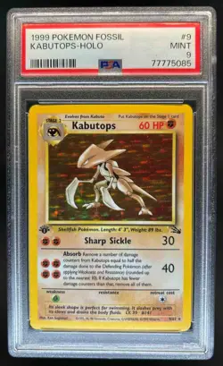 1999 Pokemon Fossil 1st Edition Kabutops #9/62 PSA 9 - Image 1