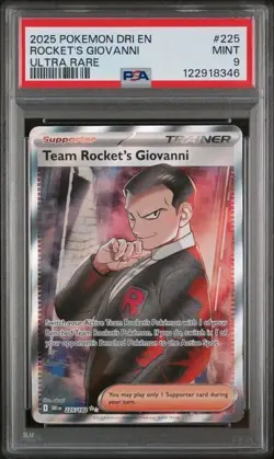 2025 POKEMON DRI EN-DESTINED RIVALS ULTRA RARE #225 TEAM ROCKET'S GIOVANNI PSA 9 - Image 1