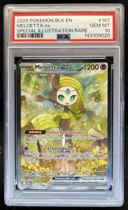 2025 Pokemon Black Bolt Meloetta ex Special Illustration Rare #167/086 PSA 10 - Image 1