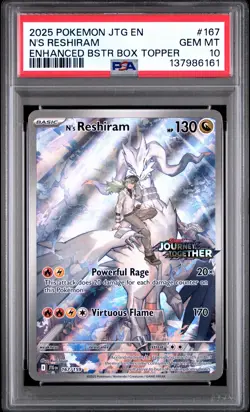 2025 POKEMON JTG EN-JOURNEY TOGETHER #167 N'S RESHIRAM PSA 10 - Image 1
