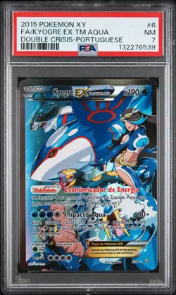 2015 POKEMON XY DOUBLE CRISIS PORTUGUESE FULL ART/KYOGRE EX DA EQUIPE AQUA PSA 7 - Image 1