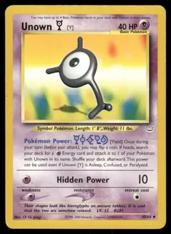 2001 Pokemon Unown [Y] Uncommon Neo Revelation 40/64 Unlimited DMG - Image 1