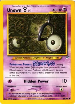 Pokemon TCG Unown V Neo Destiny 89/105 Common Unlimited DMG - Image 1