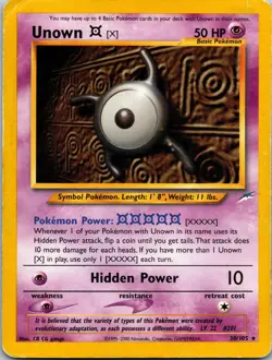 Unown [X] 30/105 Rare Neo Destiny Pokemon Unlimited Heavily Played - Image 1