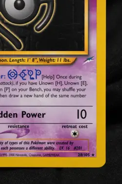 Unown [H] 28/105 NM Neo Destiny Regular Rare Unlimited Pokemon TCG - Image 4