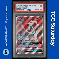 2018 POKEMON SUN & MOON DRAGON MAJESTY #65/70 RESHIRAM GX FULL ART PSA 9 - Image 1
