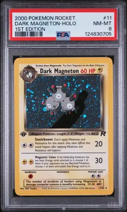 Pokemon PSA 8 1st Edition Dark Magneton 11/82 Team Rocket Holo 2000 NM-MT - Image 1