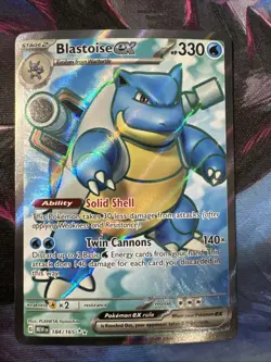 Pokemon TCG Blastoise EX 184/165 Scarlet & Violet Full Art Holo Ultra Rare - Image 1