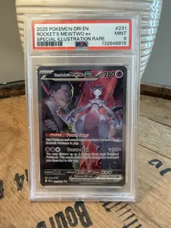 2025 POKEMON DRI EN-DESTINED RIVALS #231 TEAM ROCKET'S MEWTWO EX PSA 9 - Image 1