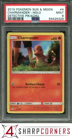 2019 POKEMON SUN & MOON DETECTIVE PIKACHU #4 CHARMANDER-HOLO PSA 9 - Image 1