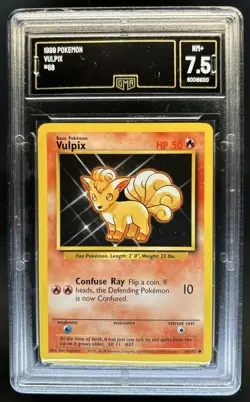 1999 Pokemon Unlimited Vulpix Common #68/102 GMA 7.5 - Image 1