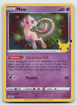 Mew 011/025 SWSH Celebrations Holo Rare Pokemon NM - Image 1