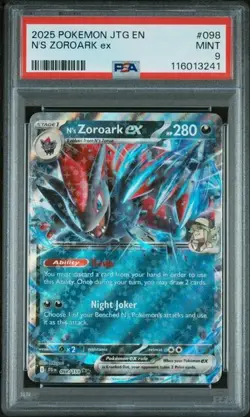 2025 POKEMON JTG EN-JOURNEY TOGETHER #098 N'S ZOROARK EX PSA 9 - Image 1