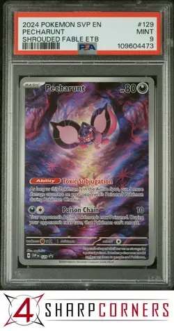 2024 POKEMON SV EN-SHROUDED FABLE ETB BLACK STAR PROMO #129 PECHARUNT PSA 9 - Image 1