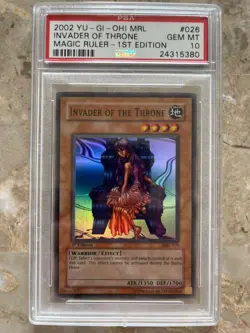 PSA 10 2002 Yugioh MRL Invader of the Throne Super Rare 1st Edition - Image 1