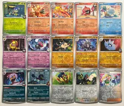 Pokemon TCG 15 Card Destined Rivals Reverse Holo Lot No Duplicates Mankey Hypno - Image 1