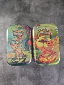 Pokemon Scarlet & Violet Prismatic Evolutions Sealed Mini Tins Flareon & Leafeon - Image 1