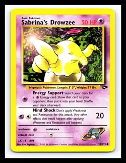 💥 SABRINA'S DROWZEE Non Holo Rare # 95/132 | GYM CHALLENGE | Pokemon 2000 TCG - Image 1