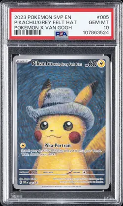 2023 POKEMON SVP EN-SV BLACK STAR PROMO #085 PIKACHU WITH GREY FELT HAT PSA 10 - Image 1