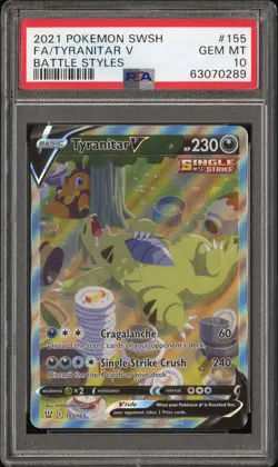 Tyranitar V 155/163 Battle Styles Pokemon PSA 10 *289 - Image 1