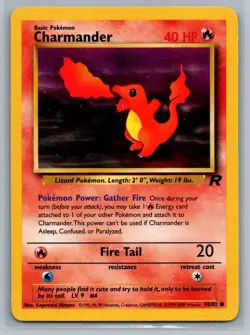 Charmander 50/82 Team Rocket Common Pokemon TCG 2000 - Image 1