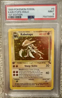Pokemon 1999 Fossil Kabutops 9/62 Holo Rare 1st Edition PSA 9 - Image 1