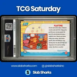 1999 TOPPS POKEMON THE FIRST MOVIE #57 PLAYTIME FOIL BLUE LOGO PSA 8 - Image 2