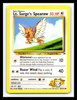 💥 Lt. Surge’s Spearow Gym Heroes 83/132 WOTC Vintage Pokemon 83/132 - Image 1