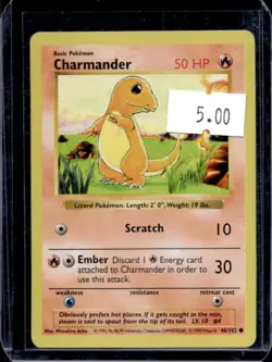 1999 Pokemon Shadowless Charmander #46/102 - Image 1