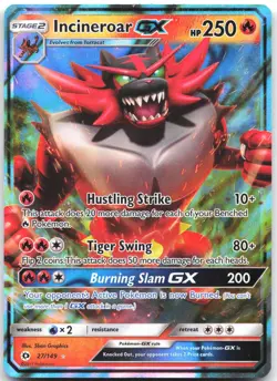 Incineroar GX 27/149 Holo Ultra Rare SM Base Set Pokemon Lightly Played - Image 1