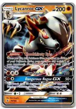 Lycanroc GX 74/145 Holo Ultra Rare Guardians Rising Pokemon Damaged - Image 1