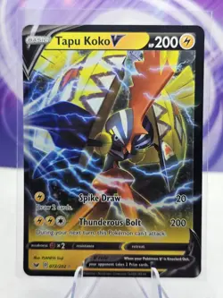 Pokemon TCG Tapu Koko V Sword & Shield Base Set 072/202 Holo Ultra Rare NM - Image 1