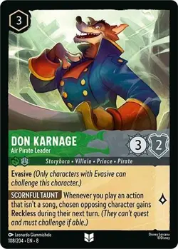 Disney Lorcana TCG Reign of Jafar Don Karnage - Air Pirate Leader 108/204 FOIL - Image 1