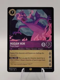 EN2 Disney Lorcana MADAM MIM Legendary #47 Purple Dragon Rise of the Floodborn - Image 1