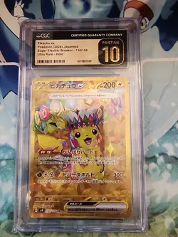 CGC 10 PRISTINE Pokemon Pikachu ex UR 136/106 Super Electric Breaker sv8 JP - Image 1
